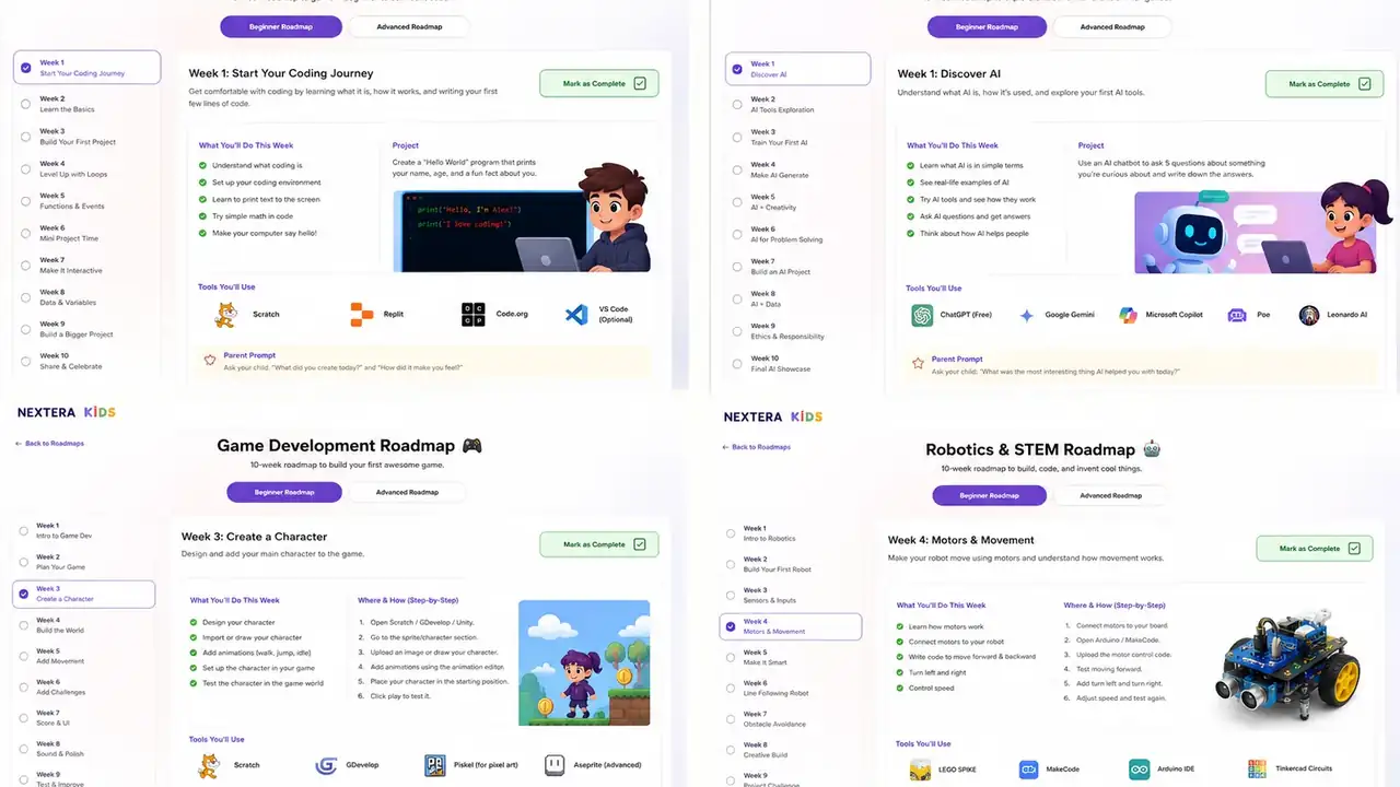 Coding Roadmap for Ages 8-10
